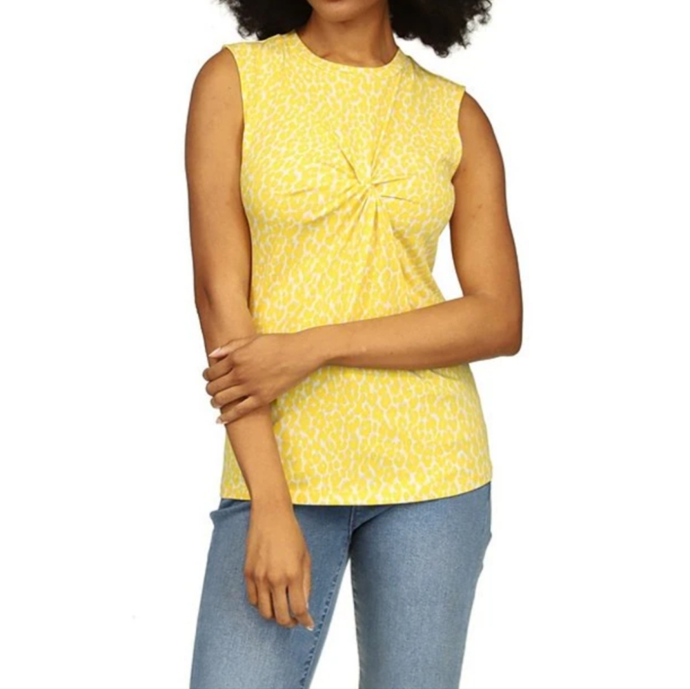 Michael KorsPrinted Twist Front Crew Neckline Sleeveless Top